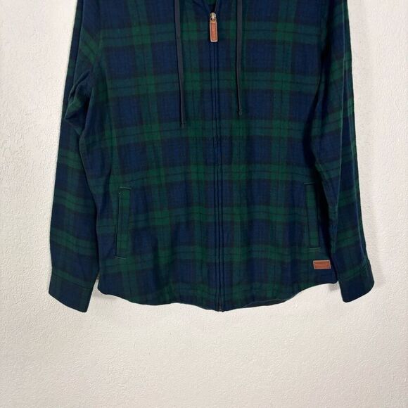 New LL Bean Blue & Green Plaid Cotton Zip Up Hooded Jacket Women's Size Small Ta - Picture 4 of 7